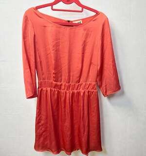Tommy Girl Coral Orange 3/4 Sleeve Mini Dress with Smocked Waist Size Medium
